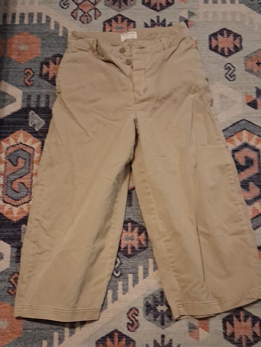 We The Free People Lay Me Down Chino Trousers Khaki Barrel Pants 6 Like New